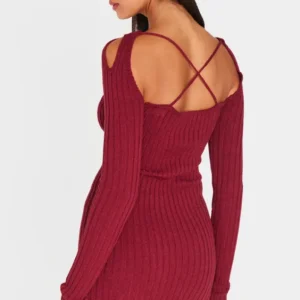 Elegant Red Sleeveless Bodycon Party Dress
